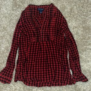 Ralph Lauren girls red black plaid flannel shirt